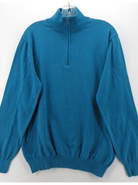 Paul Stuart Sweater XL (Large) Pullover 1/4 Zip Preppy Mock Neck Italy*